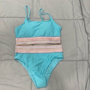 SHEIN Swim Summer Beach Striped Tape High Waisted Bikini